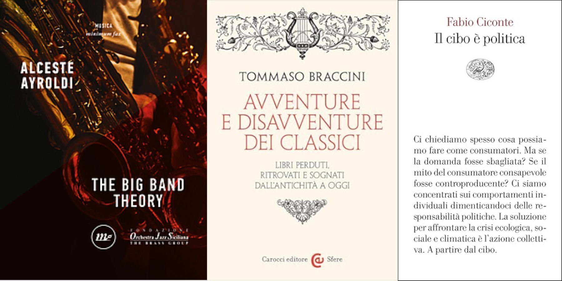 Copertine libri della settimana: Ayroldi, Braccini, Ciconte.